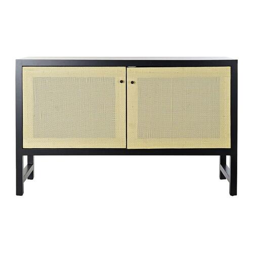 Skænk Sort Gran Natur Rattan (120 x 38 x 76 cm)