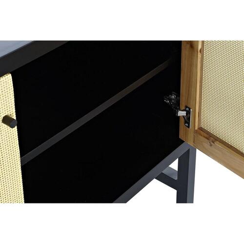 Skænk Sort Gran Natur Rattan (120 x 38 x 76 cm)