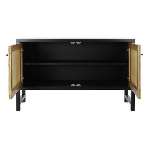 Skænk Sort Gran Natur Rattan (120 x 38 x 76 cm)