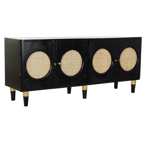 Skænk Sort Natur Rattan Mangotræ (150 x 40 x 65 cm)