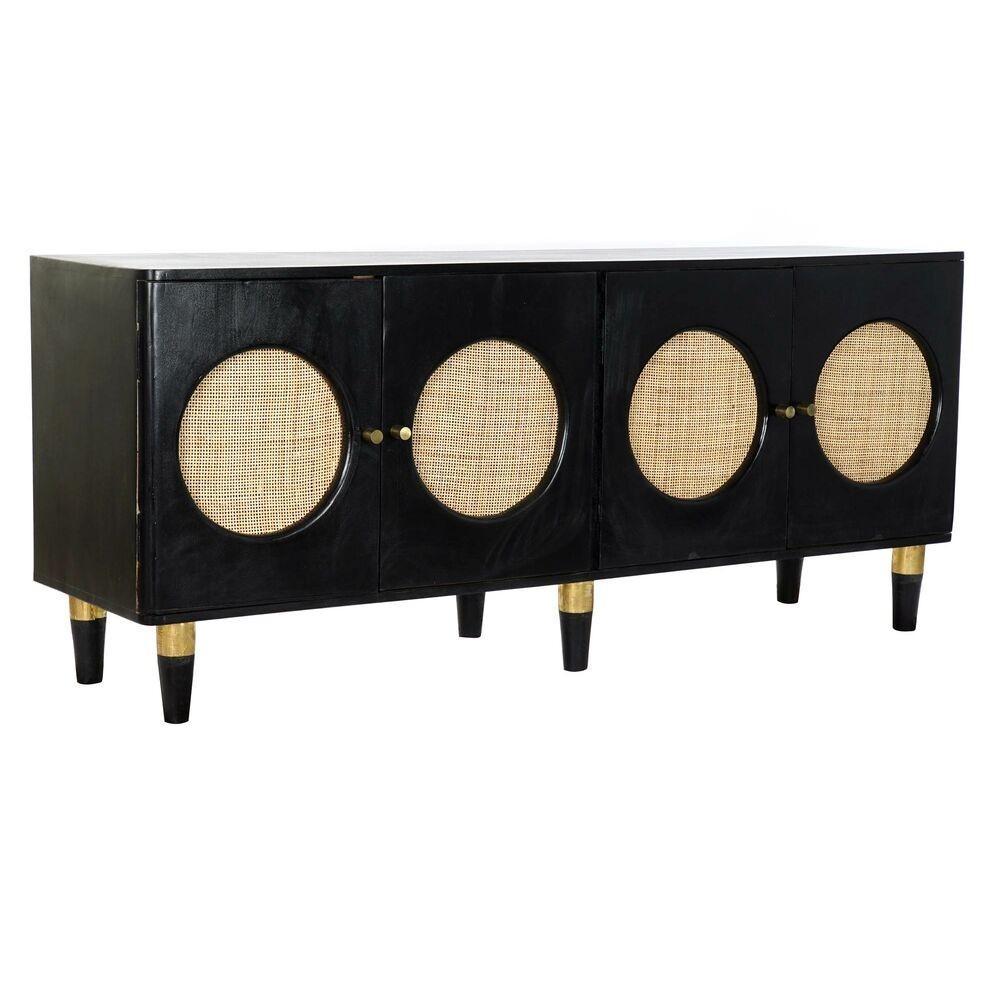 Skænk Sort Natur Rattan Mangotræ (150 x 40 x 65 cm)
