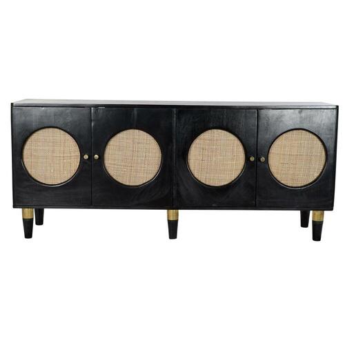 Skænk Sort Natur Rattan Mangotræ (150 x 40 x 65 cm)