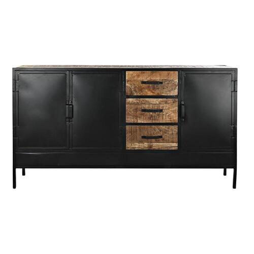 Skænk Brun Sort Metal Mangotræ (160 x 40 x 90 cm)