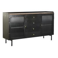 Skænk Natur Sort Gylden Metal Mangotræ (145 x 40 x 85 cm)