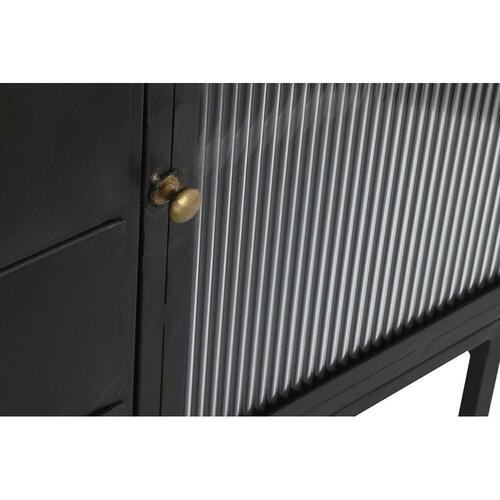 Skænk Natur Sort Gylden Metal Mangotræ (145 x 40 x 85 cm)