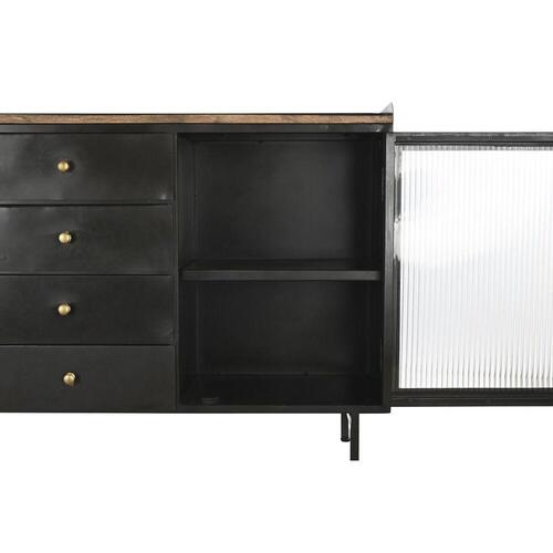 Skænk Natur Sort Gylden Metal Mangotræ (145 x 40 x 85 cm)