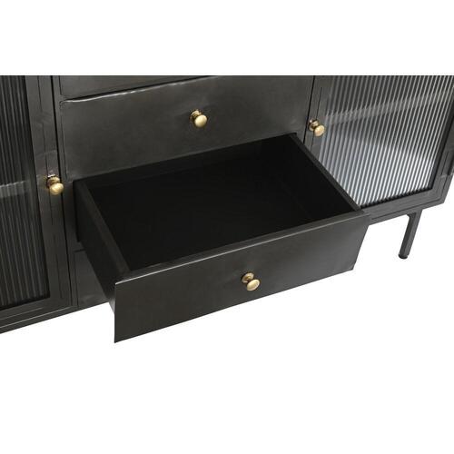 Skænk Natur Sort Gylden Metal Mangotræ (145 x 40 x 85 cm)