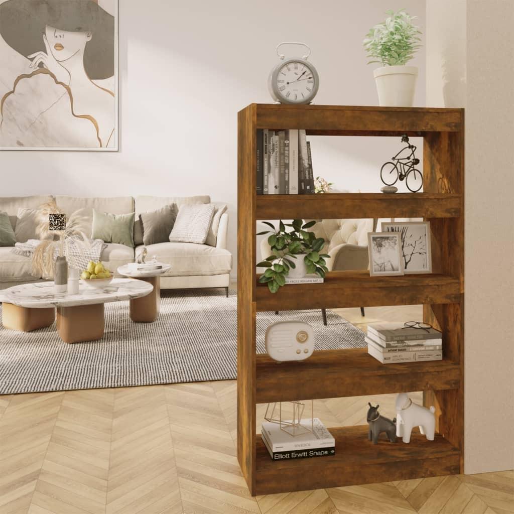 Bogreol/rumdeler 80x30x135 cm konstrueret træ røget egetræ