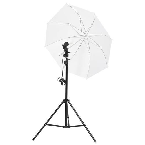 Belysningssæt til fotostudio med stativer og paraplyer