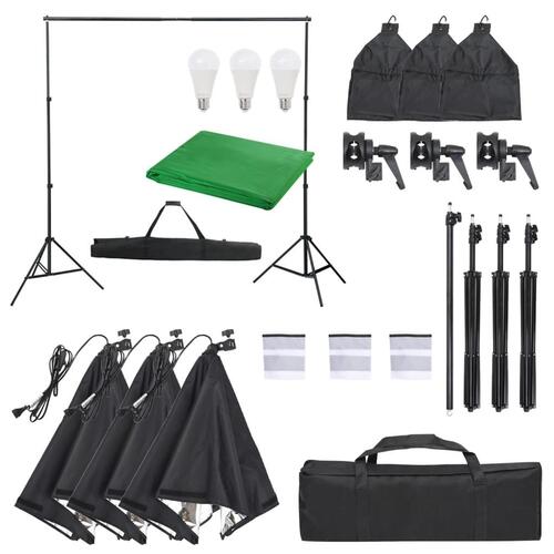 Fotostudiesæt med lampesæt og baggrund