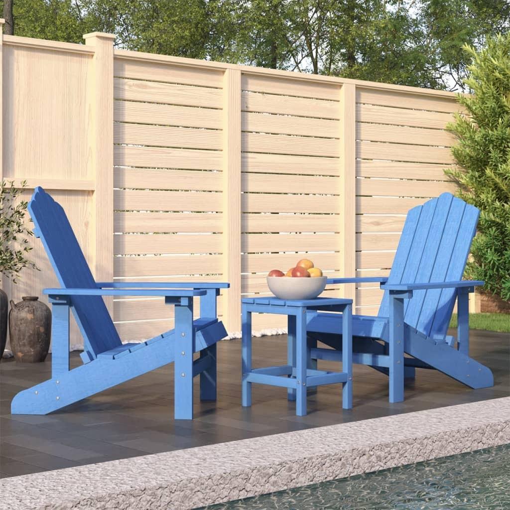 Adirondack-stole med bord HDPE akvamarinblå
