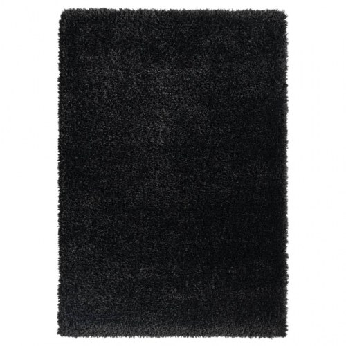 Shaggy gulvtæppe med høj luv 120x170 cm 50 mm sort