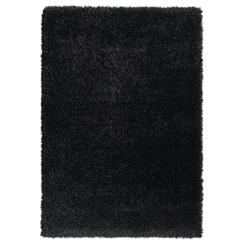 Shaggy gulvtæppe med høj luv 120x170 cm 50 mm sort