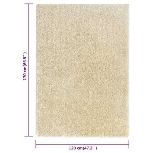 Shaggy gulvtæppe med høj luv 120x170 cm 50 mm beige