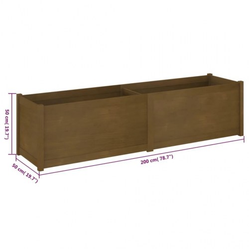 Plantekasse 200x50x50 cm massivt fyrretræ gyldenbrun
