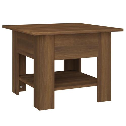 Sofabord 55x55x42 cm konstrueret træ brun egetræ