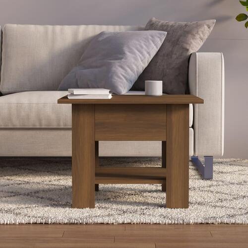 Sofabord 55x55x42 cm konstrueret træ brun egetræ