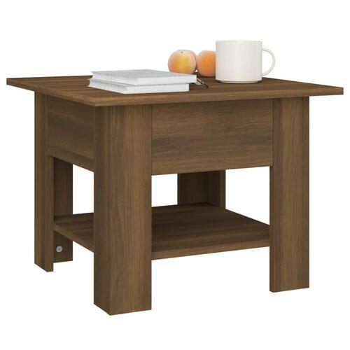 Sofabord 55x55x42 cm konstrueret træ brun egetræ