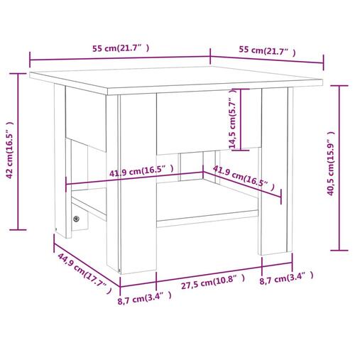 Sofabord 55x55x42 cm konstrueret træ brun egetræ