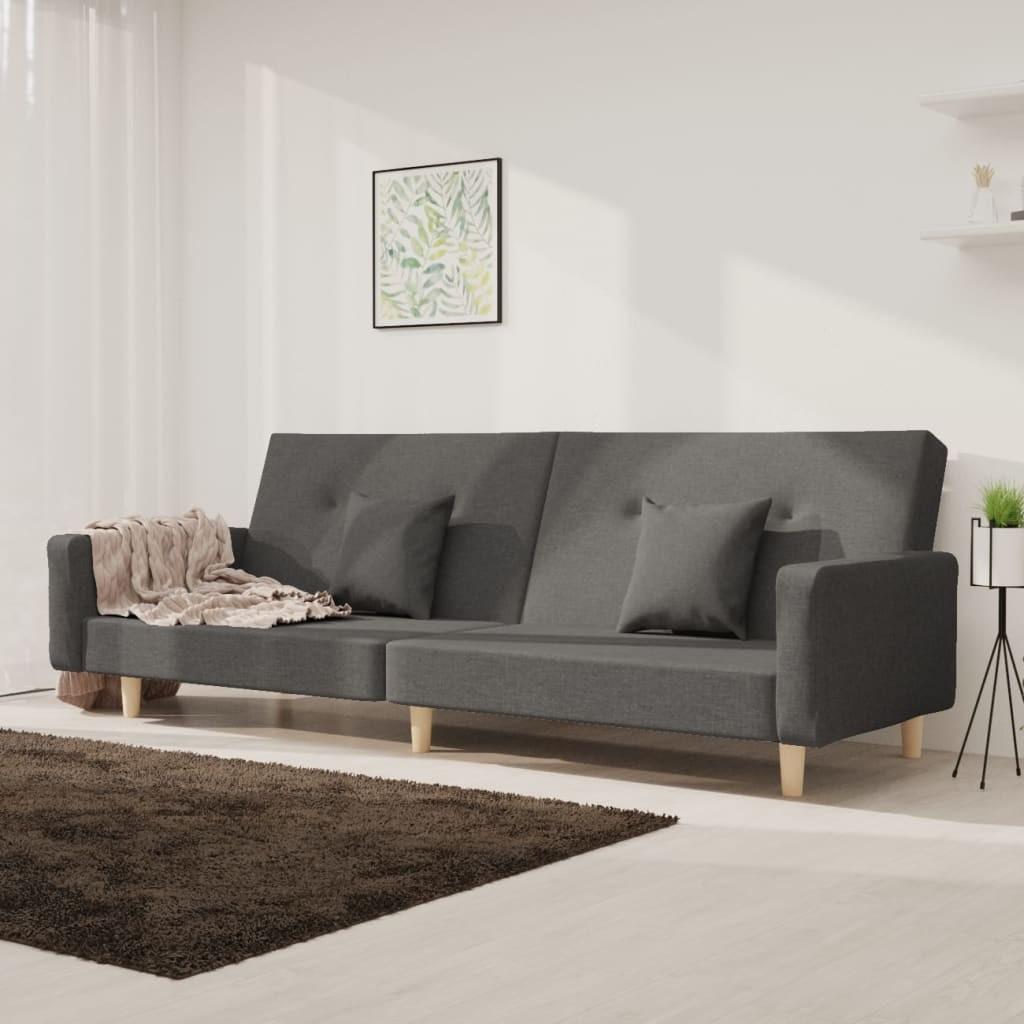 2-personers sovesofa med 2 puder stof mørkegrå