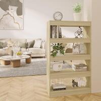 Bogreol/rumdeler 80x30x135 cm konstrueret træ sonoma-eg