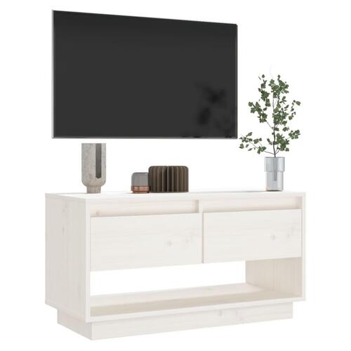 Tv-bord 74x34x40 cm massivt fyrretræ hvid