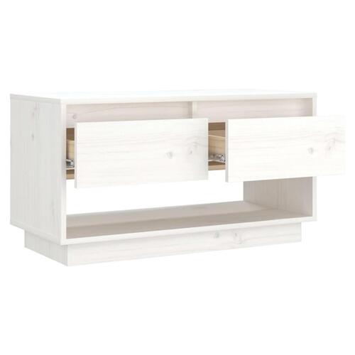 Tv-bord 74x34x40 cm massivt fyrretræ hvid