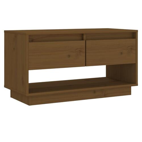 Tv-bord 74x34x40 cm massivt fyrretræ gyldenbrun