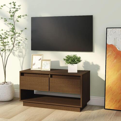 Tv-bord 74x34x40 cm massivt fyrretræ gyldenbrun