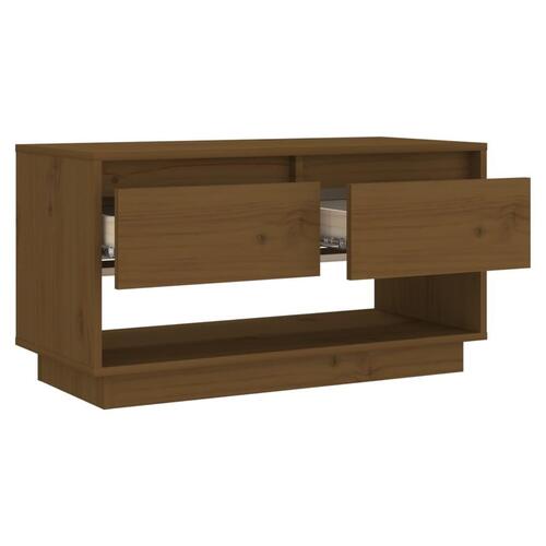 Tv-bord 74x34x40 cm massivt fyrretræ gyldenbrun