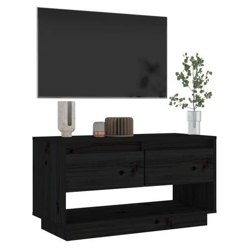 Tv-bord 74x34x40 cm massivt fyrretræ sort