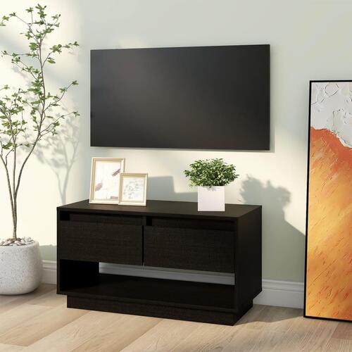Tv-bord 74x34x40 cm massivt fyrretræ sort