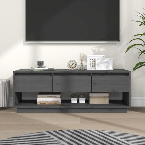 Tv-bord 110,5x34x40 cm massivt fyrretræ grå