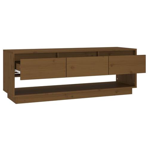 Tv-bord 110,5x34x40 cm massivt fyrretræ gyldenbrun