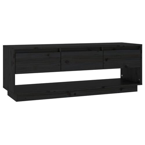 Tv-bord 110,5x34x40 cm massivt fyrretræ sort