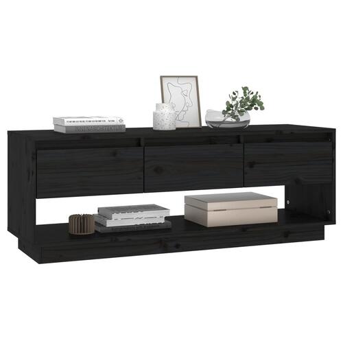 Tv-bord 110,5x34x40 cm massivt fyrretræ sort