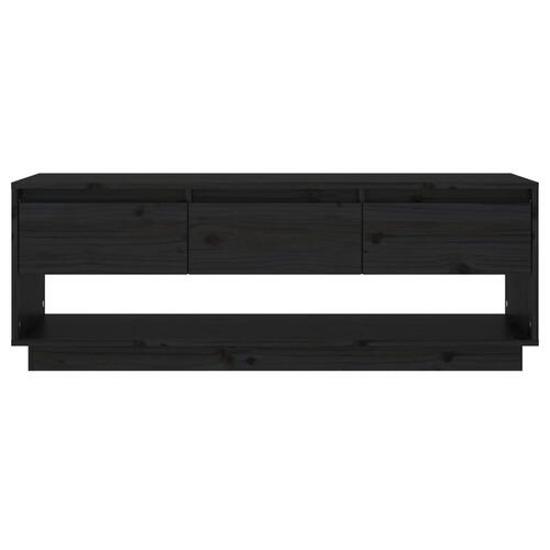 Tv-bord 110,5x34x40 cm massivt fyrretræ sort
