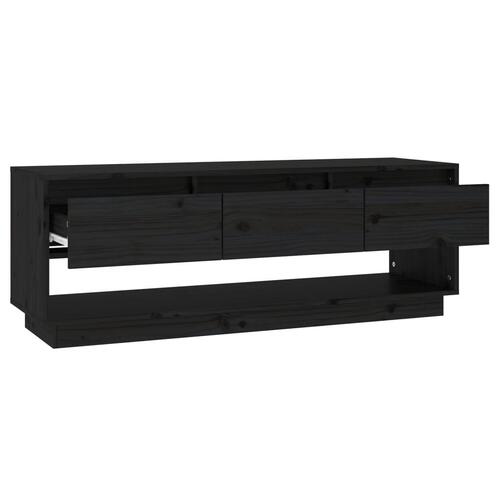 Tv-bord 110,5x34x40 cm massivt fyrretræ sort