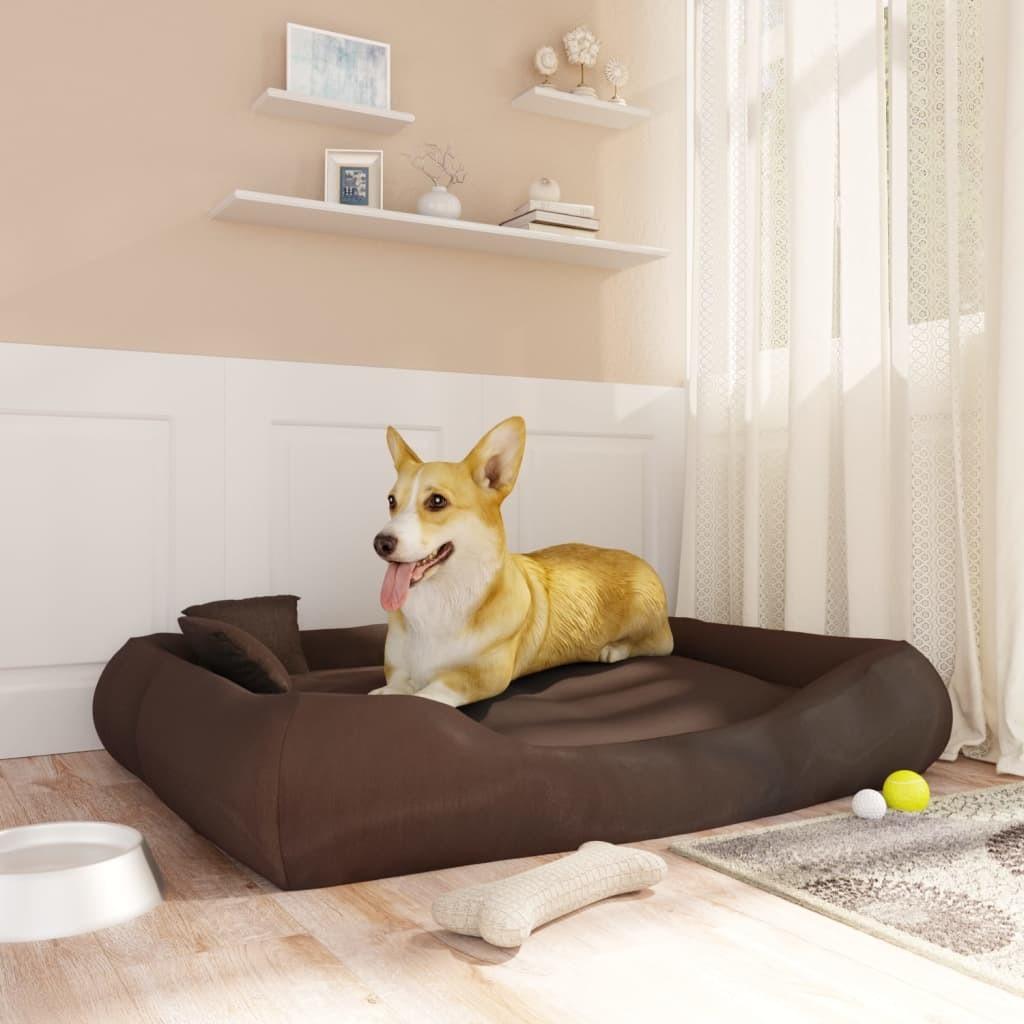 Hundeseng med puder 115x100x20 cm oxfordstof brun