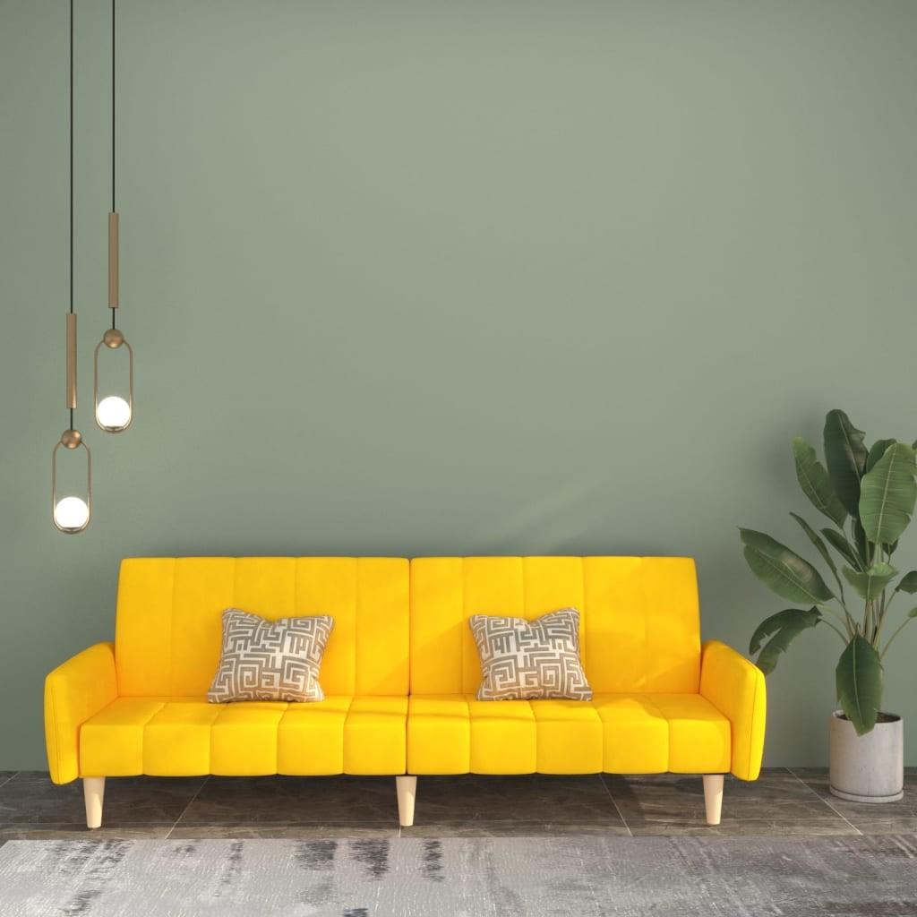 2-personers sovesofa fløjl gul