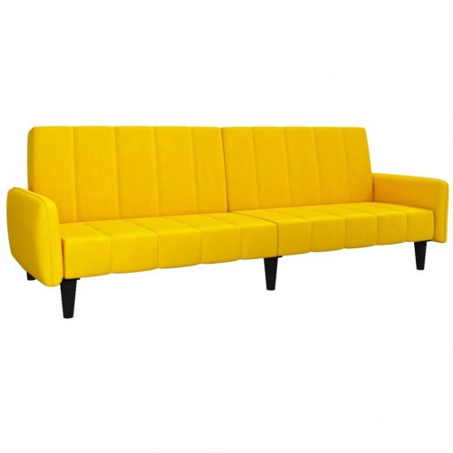 2-personers sovesofa fløjl gul