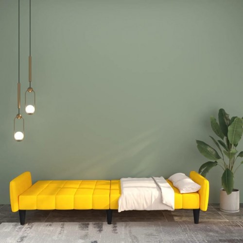 2-personers sovesofa fløjl gul