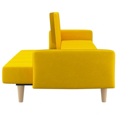 2-personers sovesofa fløjl gul