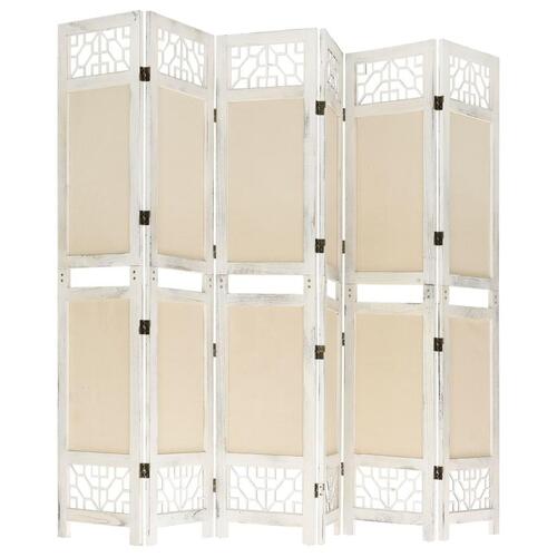 6-panels rumdeler 210x165 cm stof cremefarvet