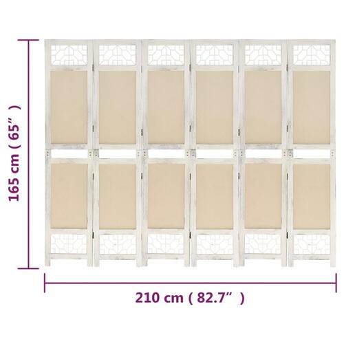 6-panels rumdeler 210x165 cm stof cremefarvet
