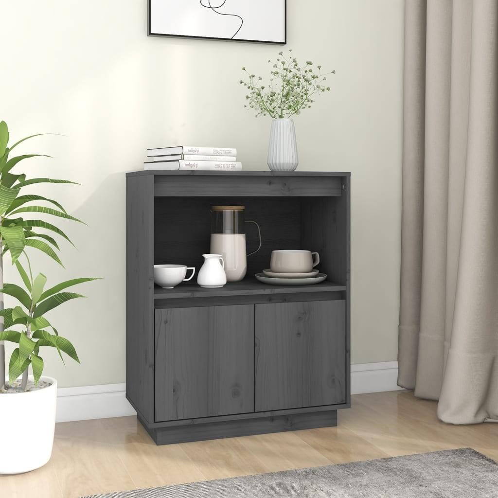 Skænk 60x34x75 cm massivt fyrretræ grå