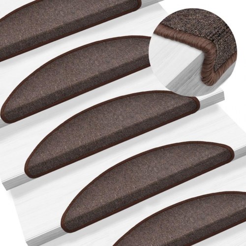 Trappemåtter 5 stk. 56x17x3 cm kaffebrune halvrund