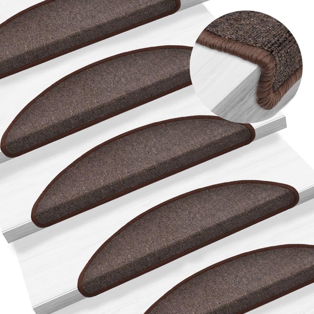 Trappemåtter 5 stk. 56x17x3 cm kaffebrune halvrund