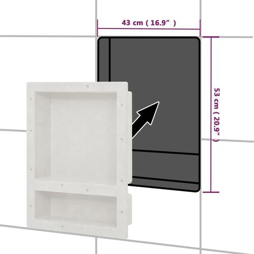 Bruseniche med 2 rum 41x51x10 cm mat hvid
