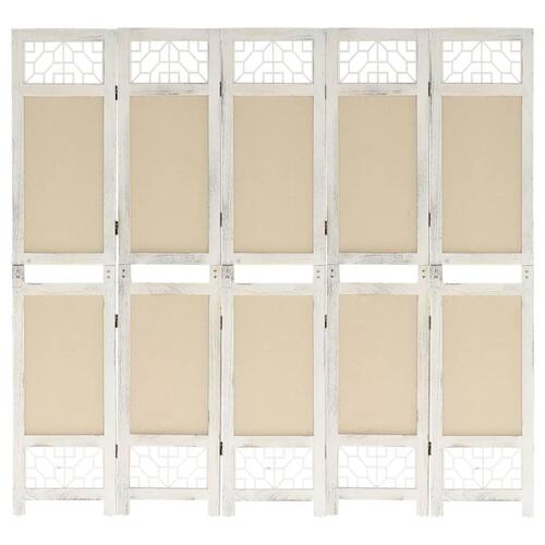 5-panels rumdeler 175x165 cm stof cremefarvet